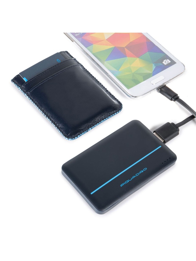 CUSTODIA IN PELLE PER POWER BANK 2500 MAH BLUE SQUARE PIQUADRO