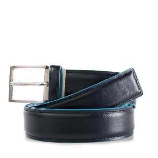 Cintura uomo con fibbia ad ardiglione, interno e bordi a contrasto in azzurro Blue Square CU4207B2