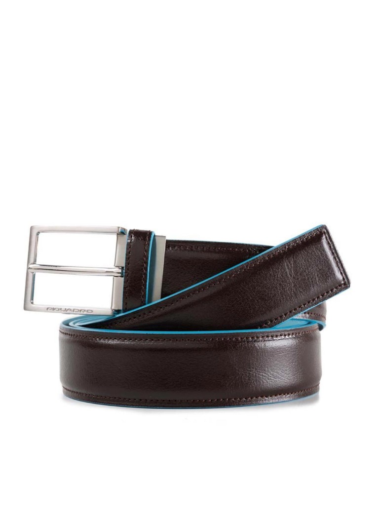 Cintura uomo con fibbia ad ardiglione, interno e bordi a contrasto in azzurro Blue Square CU4207B2