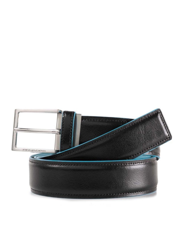 Cintura uomo con fibbia ad ardiglione, interno e bordi a contrasto in azzurro Blue Square CU4207B2