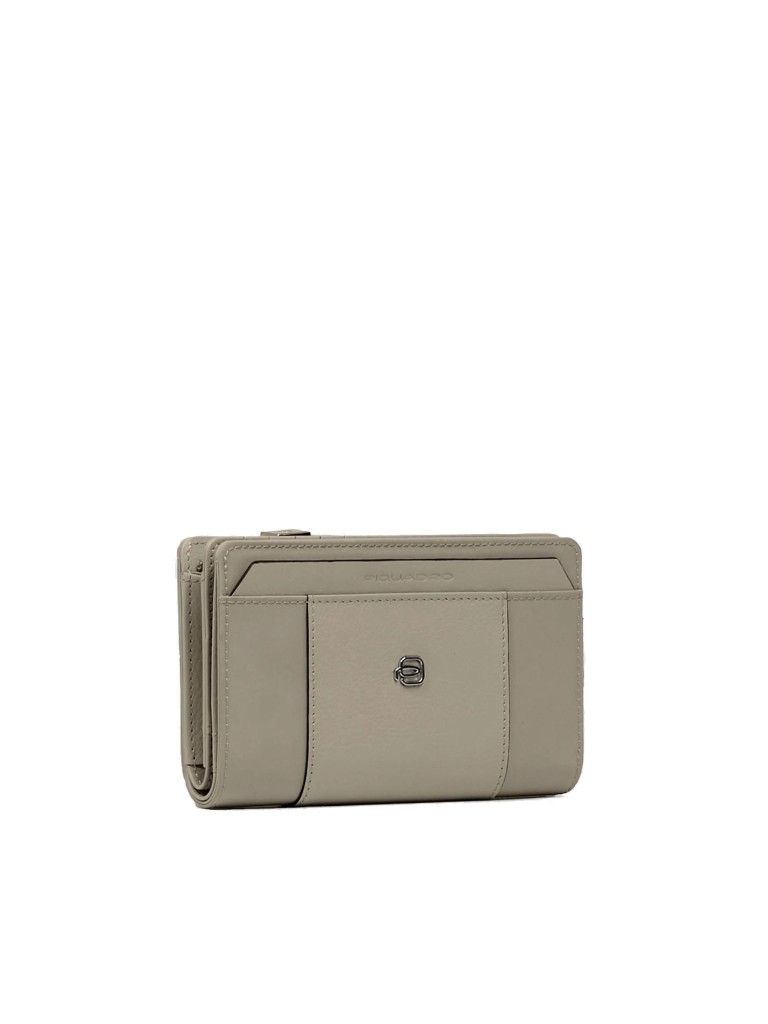 Piquadro Portafoglio donna medio con zip in pelle e tessuto PD6661W92TR