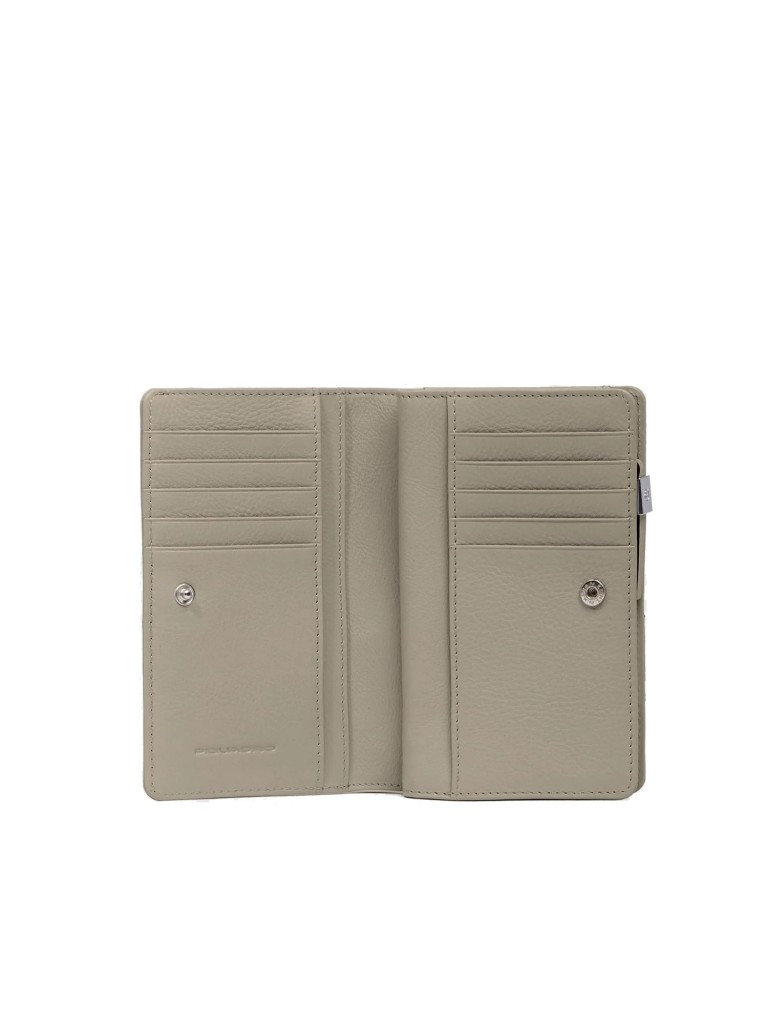 Piquadro Portafoglio donna medio con zip in pelle e tessuto PD6661W92TR