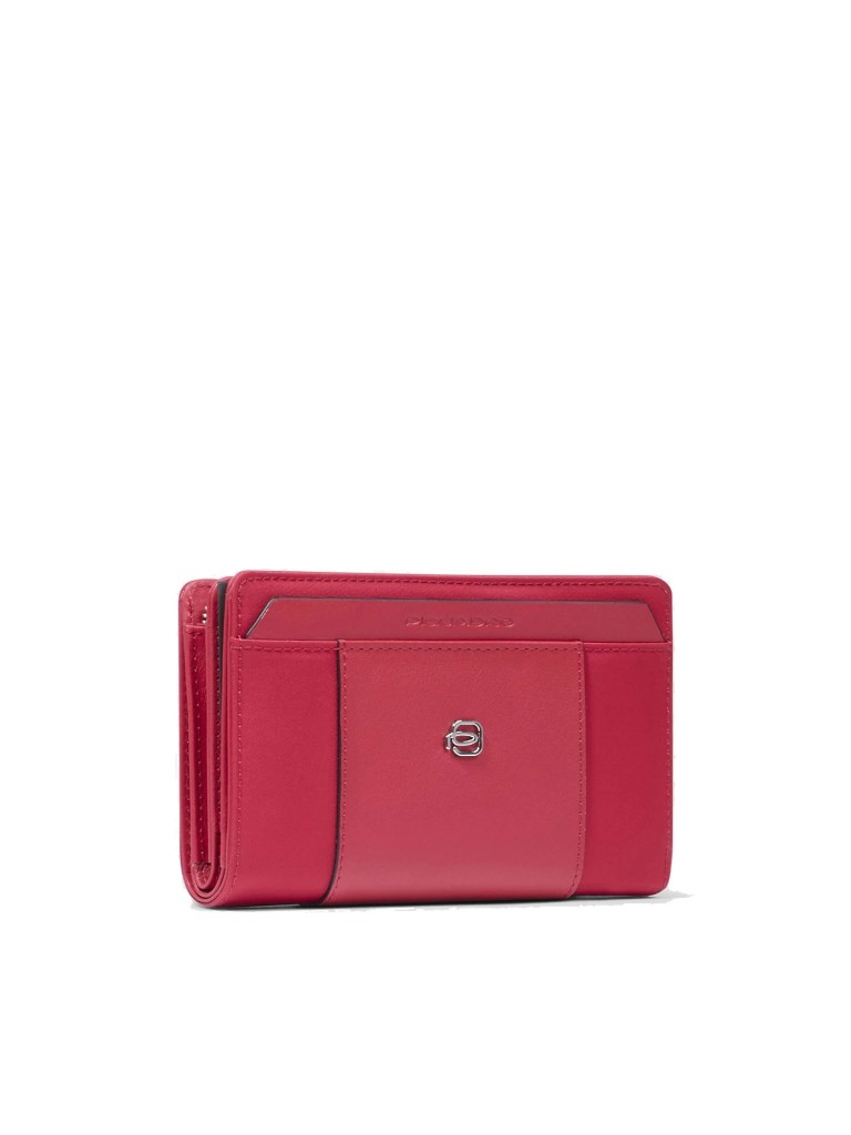 Piquadro Portafoglio donna medio con zip in pelle e tessuto PD6661W92TR
