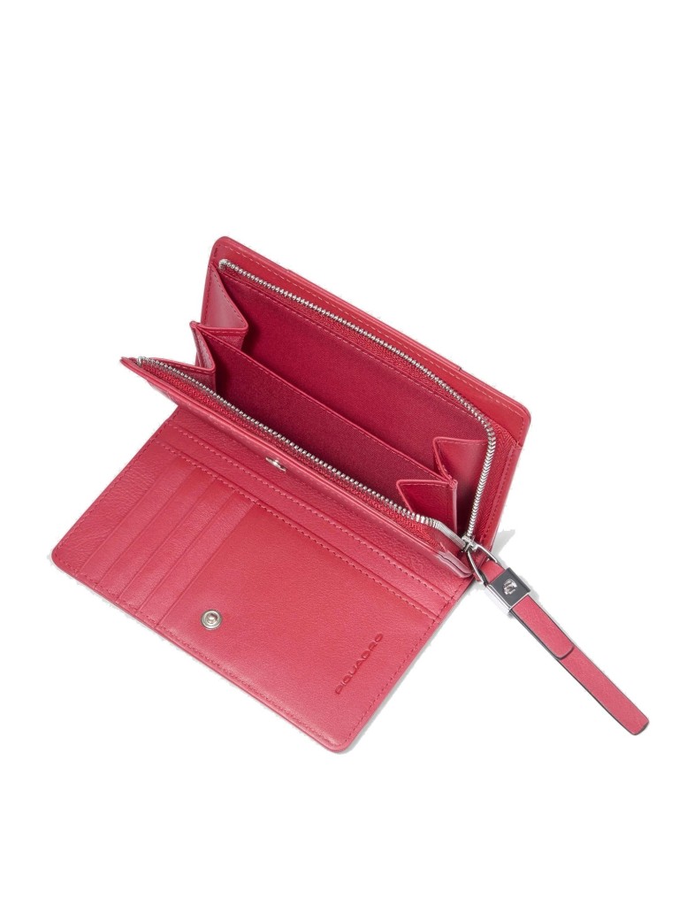 Piquadro Portafoglio donna medio con zip in pelle e tessuto PD6661W92TR