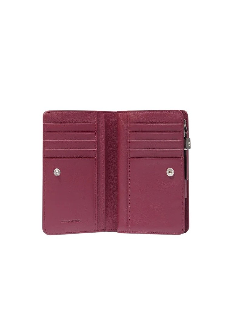 Piquadro Portafoglio donna medio con zip in pelle e tessuto PD6661W92TR