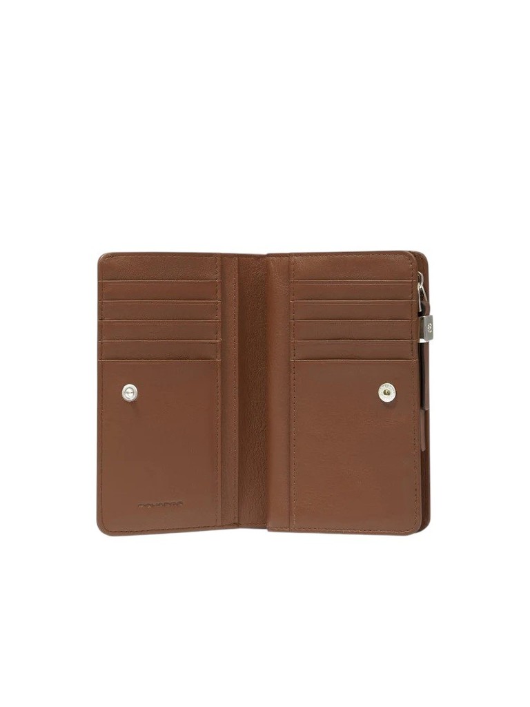 Piquadro Portafoglio donna medio con zip in pelle e tessuto PD6661W92TR