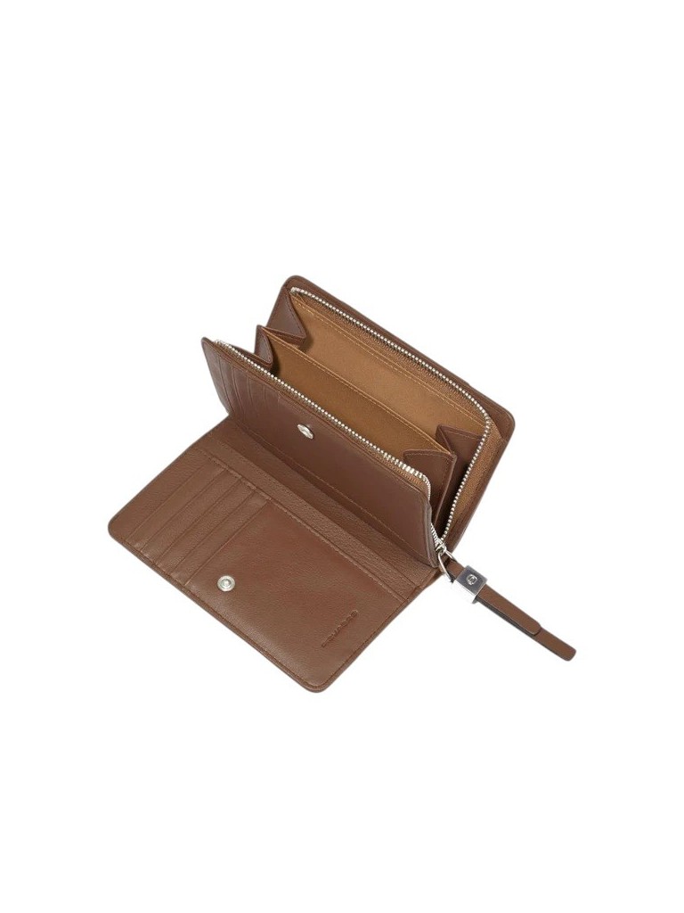 Piquadro Portafoglio donna medio con zip in pelle e tessuto PD6661W92TR