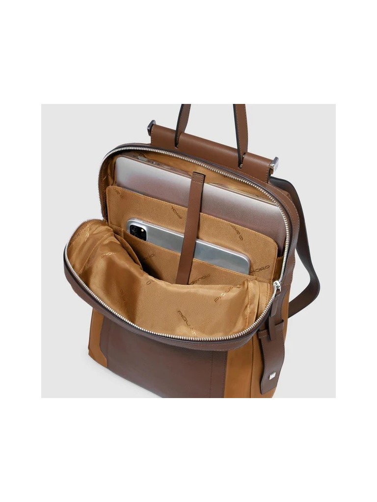 Piquadro W92t Zaino Donna In Pelle E Tessuto